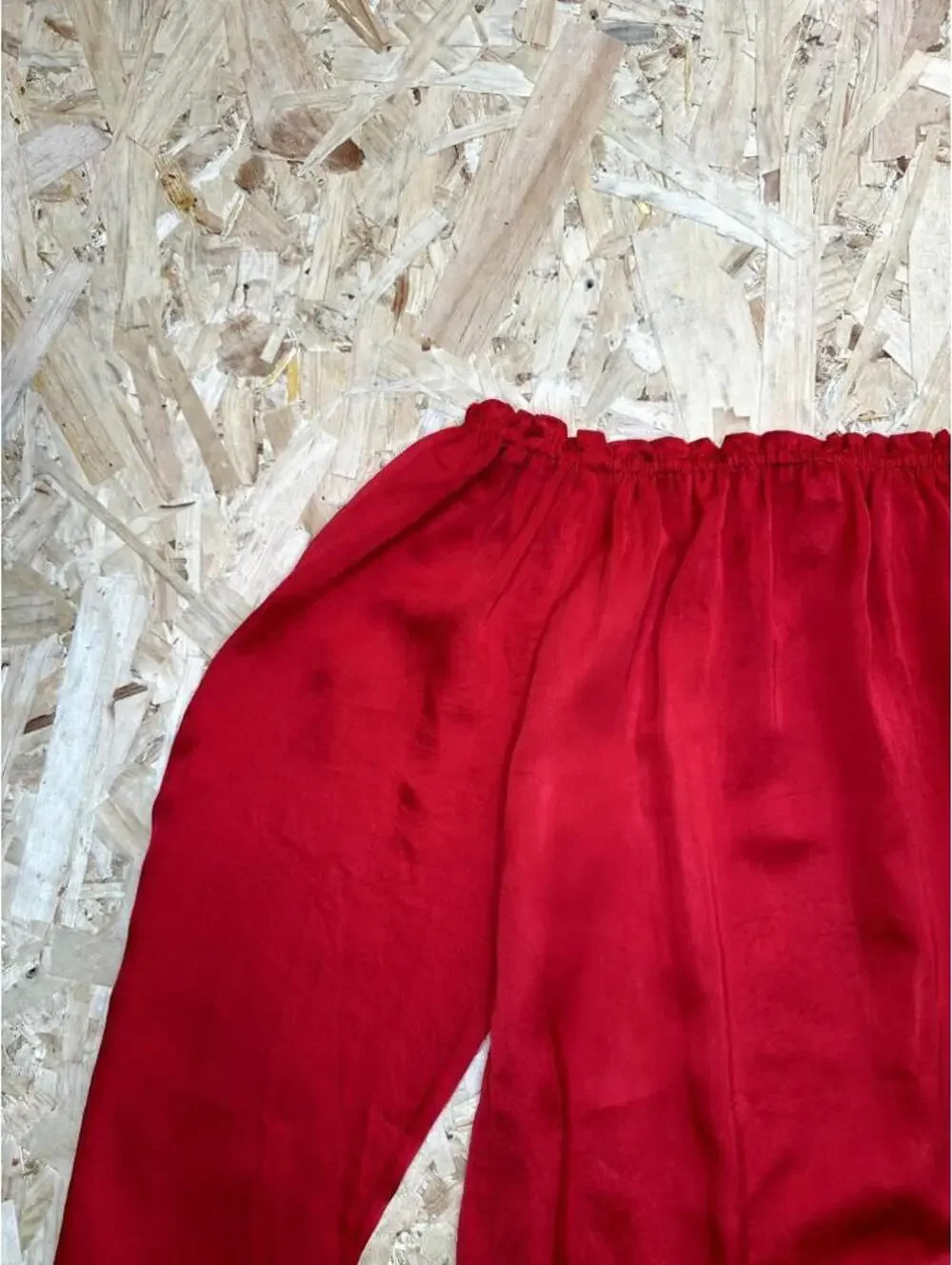 Michael Kors Off The Shoulder Blouse Womens Small Red Smocked Waist Silk Top